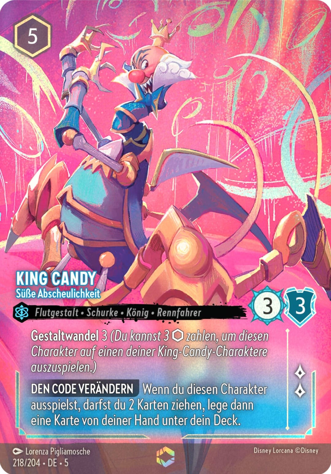 Disney Lorcana Himmelsleuchten Enchanted 218/204 King Candy - Süße Abscheulichkeit