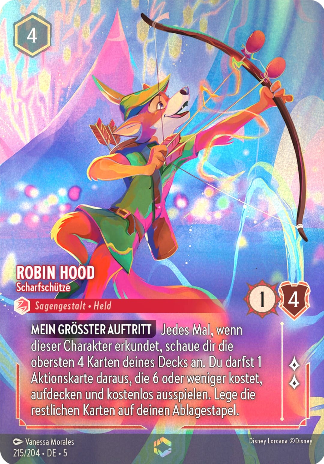 Disney Lorcana Himmelsleuchten Enchanted 215/204 Robin Hood - Scharfschütze